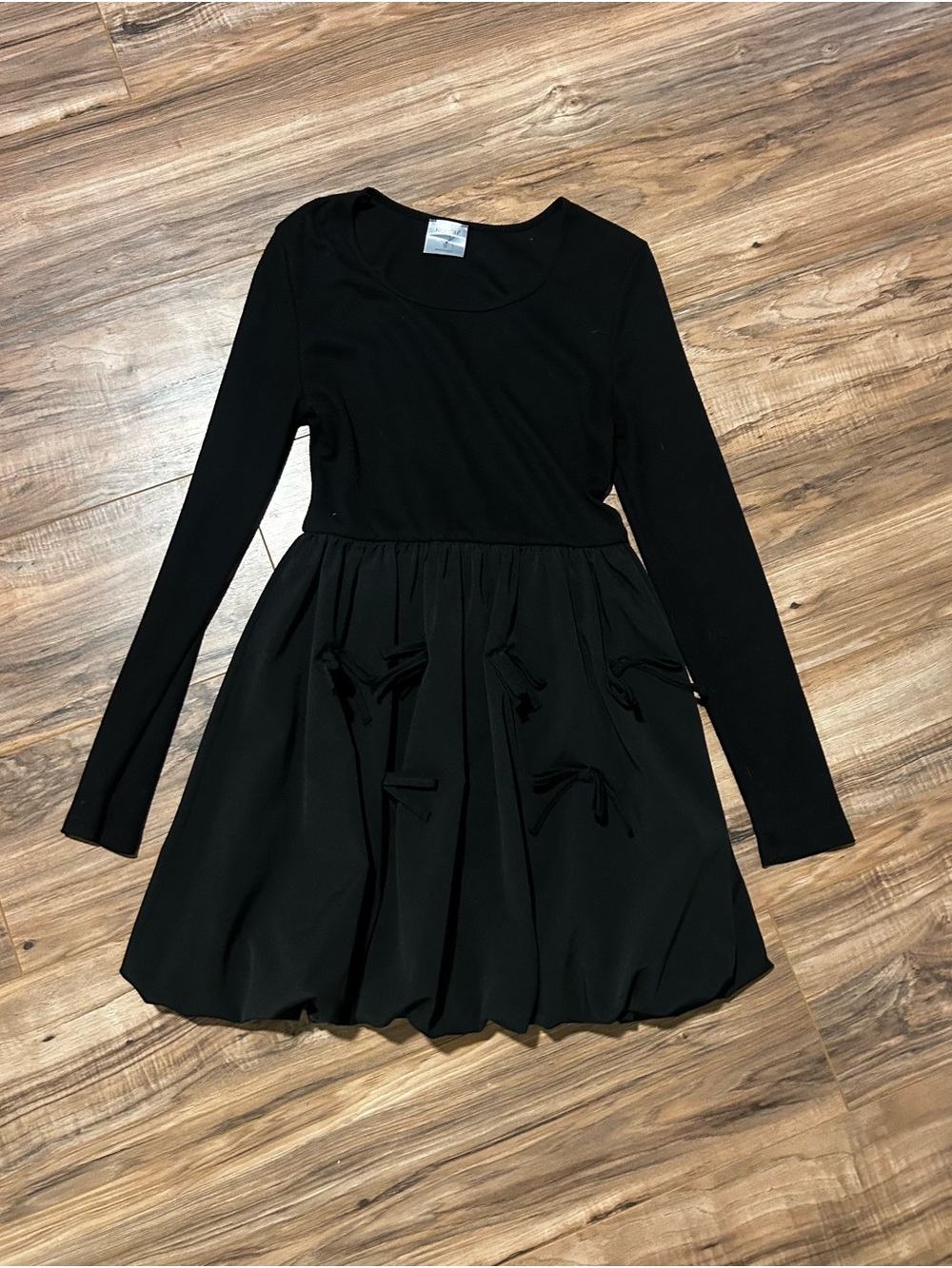 Black Botique Long-Sleeve Bow-Accent Dress